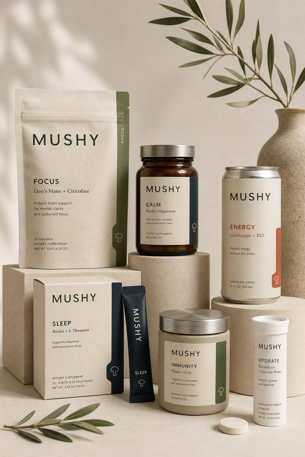 Mushy functional wellness still life
